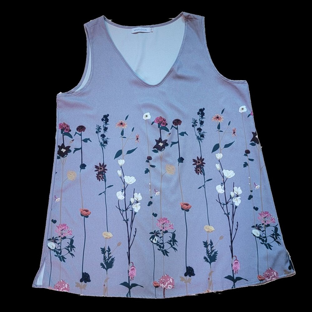Gray Floral Sleeveless Tunic (Sz XXL)
